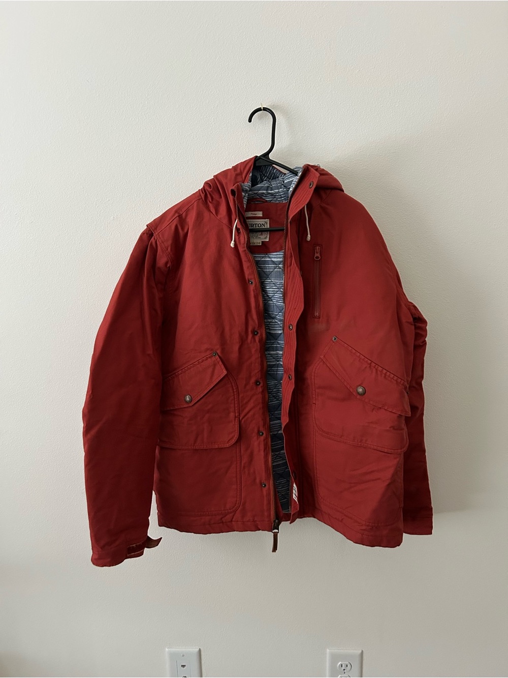 Burton Men's Hooded Jacket in Deep Orange